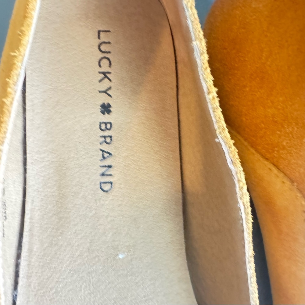 SOLD Lucky Brand Orange Flats Suede Loafers - Picture 2 of 5